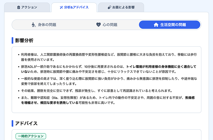 ＜図2＞教えて！排泄ケア相談結果画面