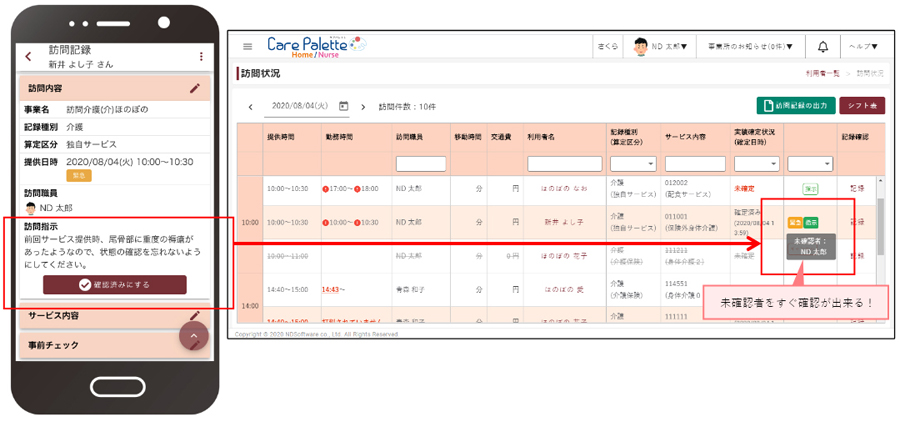未確認者をすぐ確認が出来る!