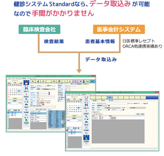 健診システム StandardNEOなら、データ取込みが可能なので手間がかかりません