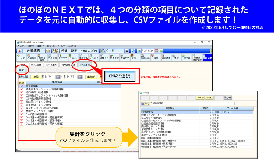 チェイス,CSVファイルを作成,CHASE,科学的介護,令和三年度報酬改定,介護報酬改定